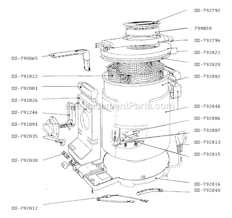 Page A Diagram and Parts List for 824840  T-Fal Deep Fryer