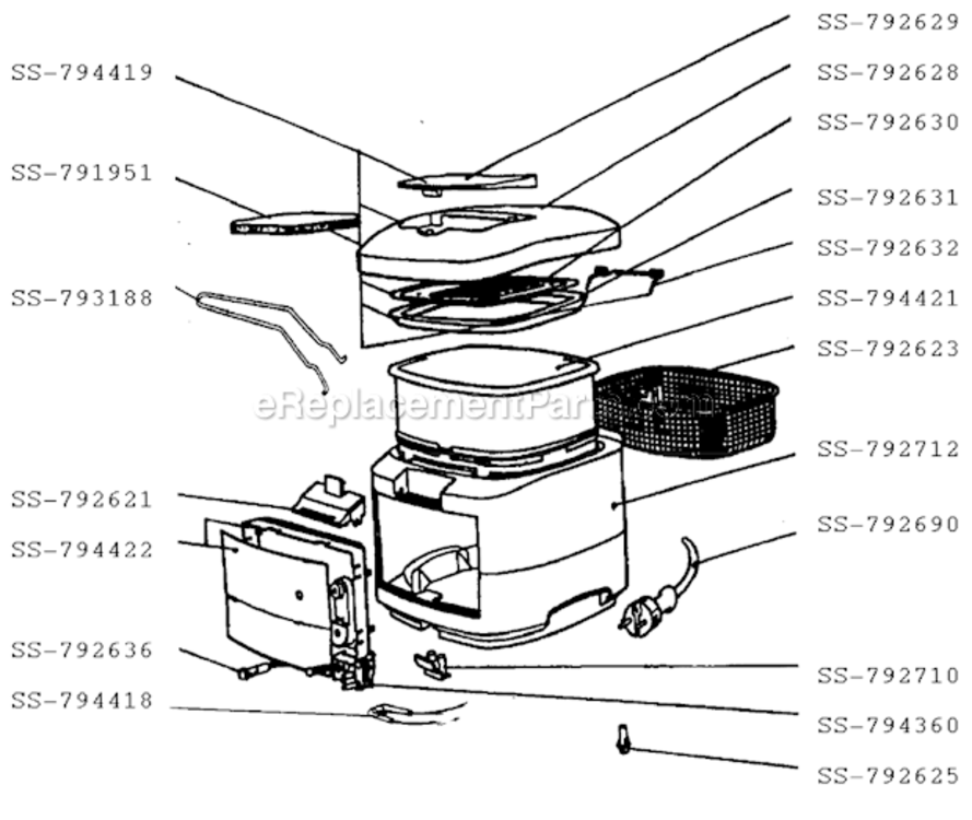 Page A Diagram and Parts List for 831943  T-Fal Deep Fryer
