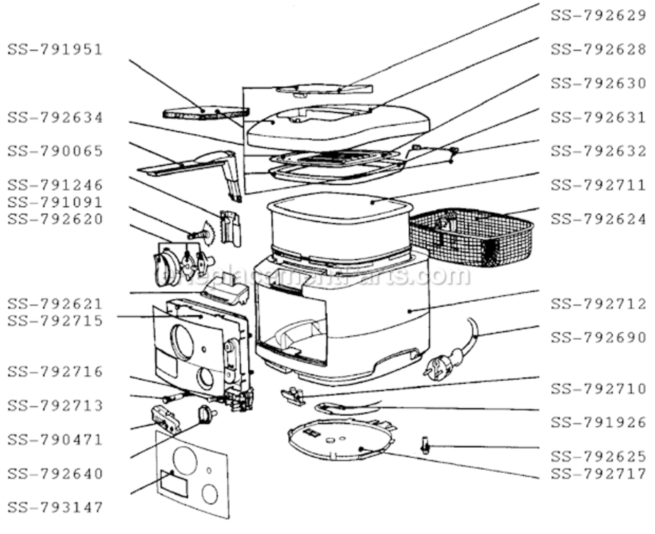Page A Diagram and Parts List for 832740  T-Fal Deep Fryer