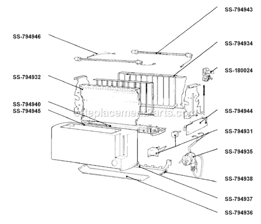 Page A Diagram and Parts List for 878140  T-Fal Toaster