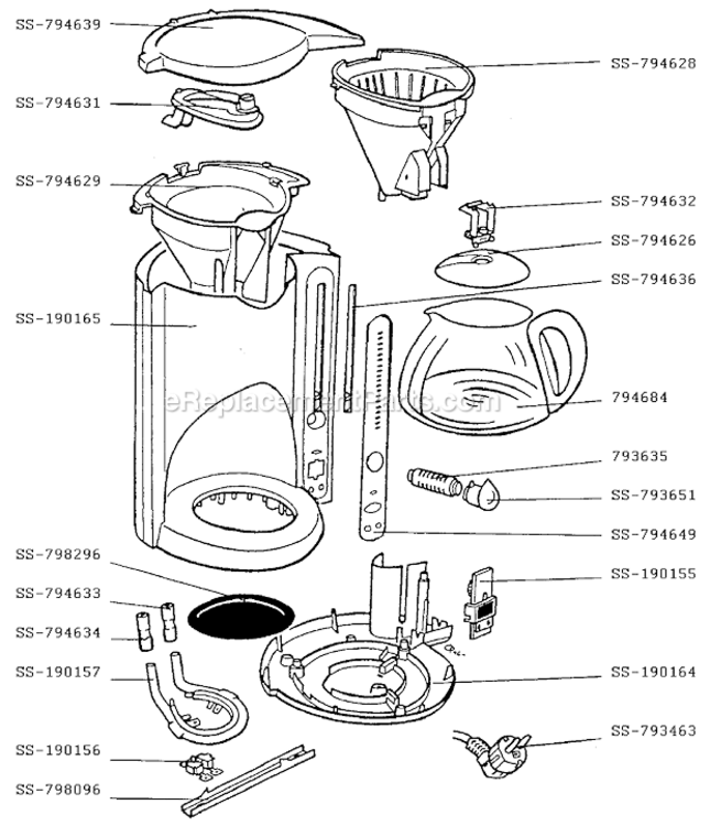 Page A Diagram and Parts List for 880542  T-Fal Coffee Maker