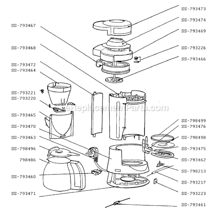 Page A Diagram and Parts List for 888042  T-Fal Coffee Maker