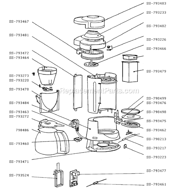 Page A Diagram and Parts List for 888244  T-Fal Coffee Maker