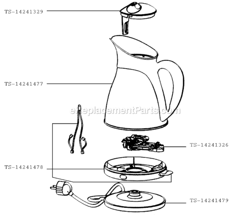 Page A Diagram and Parts List for 9205062  T-Fal Kettle