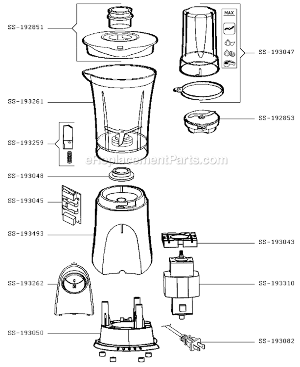 Page A Diagram and Parts List for BL125D42/BGA  T-Fal Blender