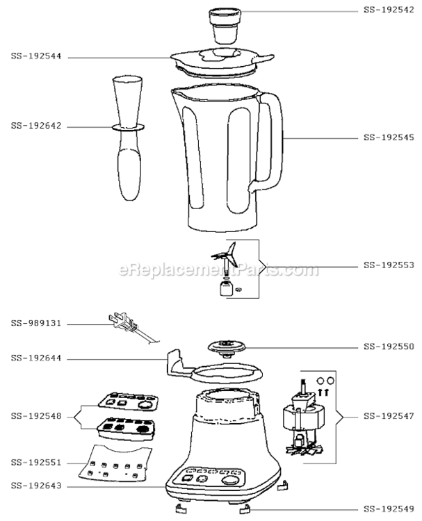 Page A Diagram and Parts List for BL5308US/4G0  T-Fal Blender