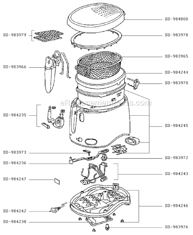 Page A Diagram and Parts List for FF100152/8D  T-Fal Deep Fryer
