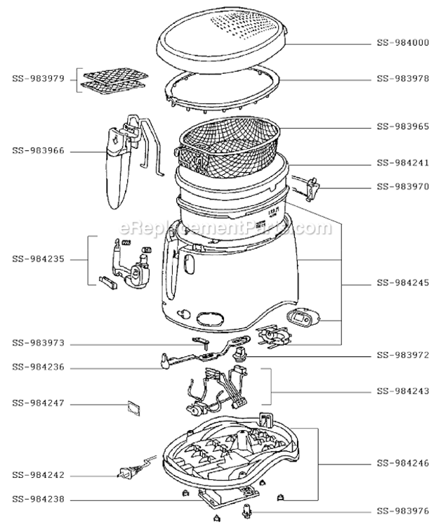Page A Diagram and Parts List for FF100350/8D  T-Fal Deep Fryer