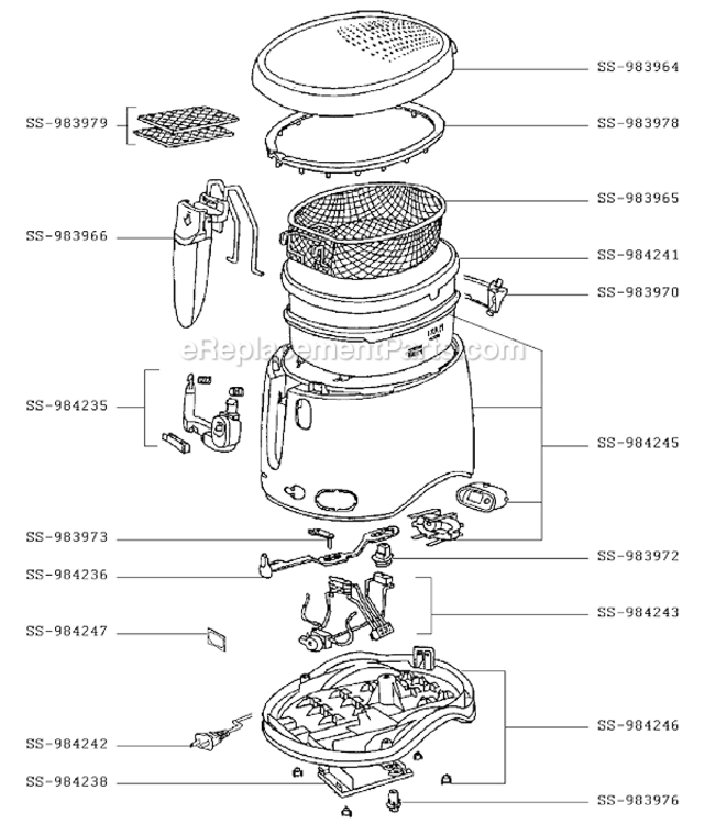 Page A Diagram and Parts List for FF100650/8D  T-Fal Deep Fryer
