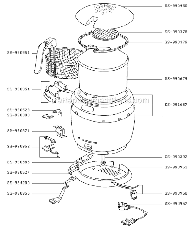 Page A Diagram and Parts List for FF101951/7D  T-Fal Deep Fryer