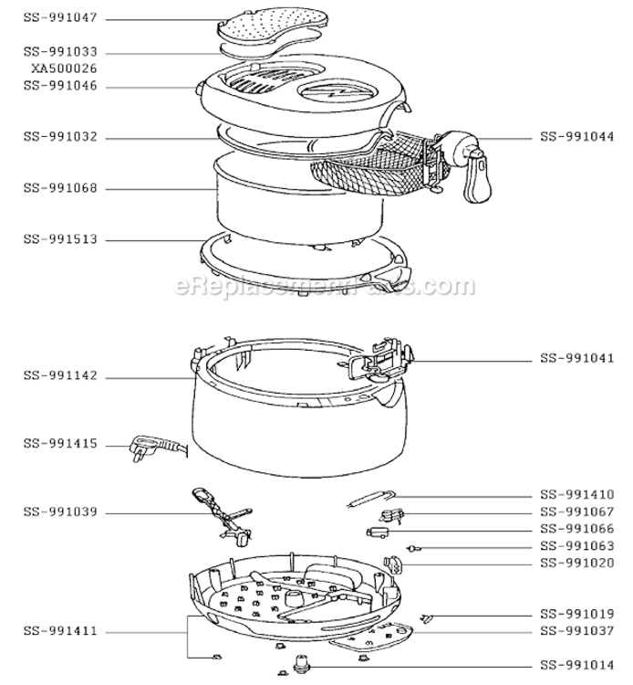 Page A Diagram and Parts List for FF103551/6M  T-Fal Deep Fryer