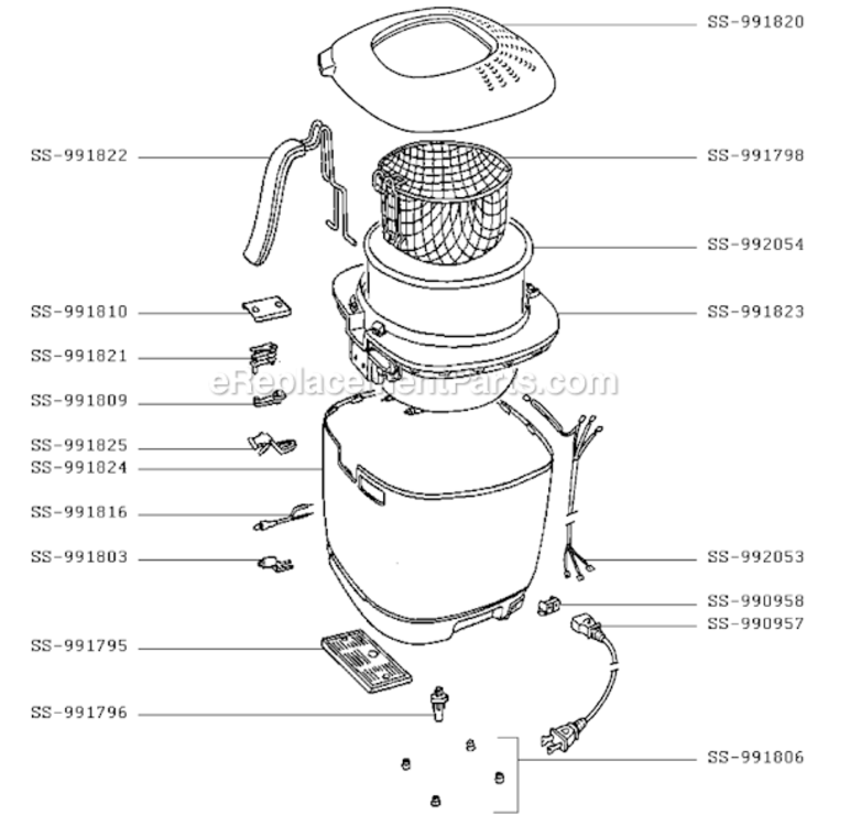 Page A Diagram and Parts List for FF104251/7DA  T-Fal Deep Fryer