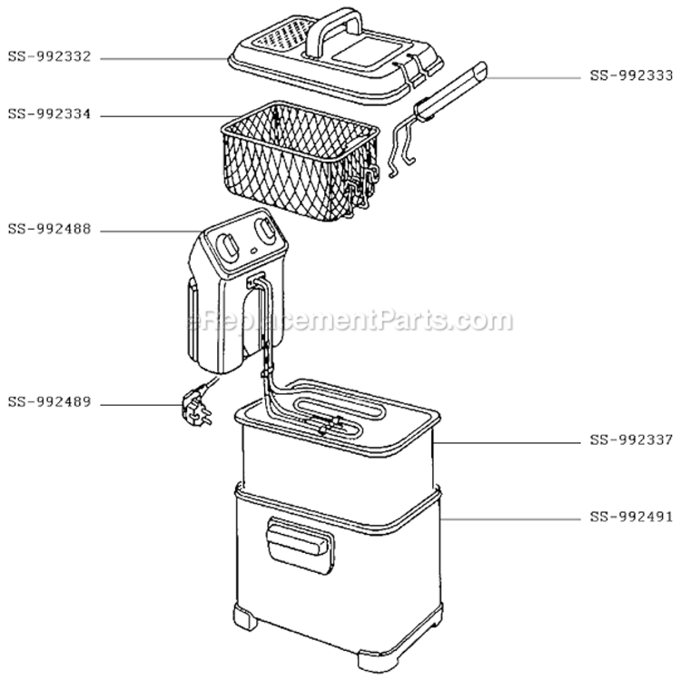 Page A Diagram and Parts List for FR404950/AW  T-Fal Deep Fryer