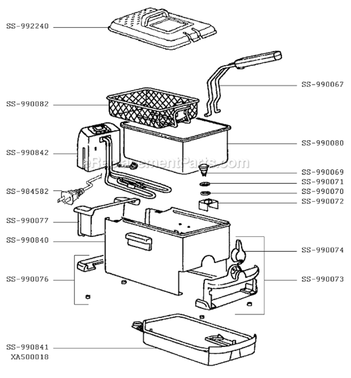 Page A Diagram and Parts List for FR700951-3QA  T-Fal Deep Fryer