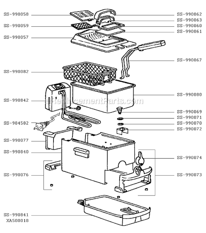 Page A Diagram and Parts List for FR700951/3Q  T-Fal Deep Fryer