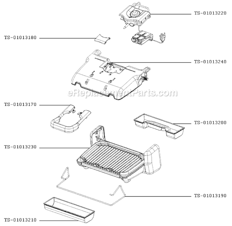 Page A Diagram and Parts List for GC400062/1P  T-Fal Grill