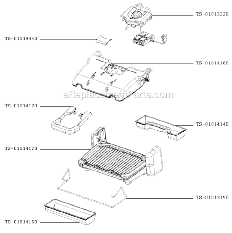 Page A Diagram and Parts List for GC400962/1P  T-Fal Grill