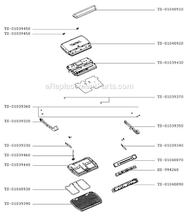 Page B Diagram and Parts List for GC702D53/79A  T-Fal Grill