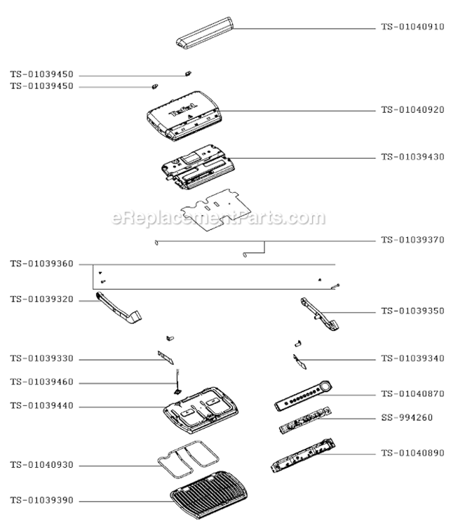 Page B Diagram and Parts List for GC702DTL/79A  T-Fal Grill