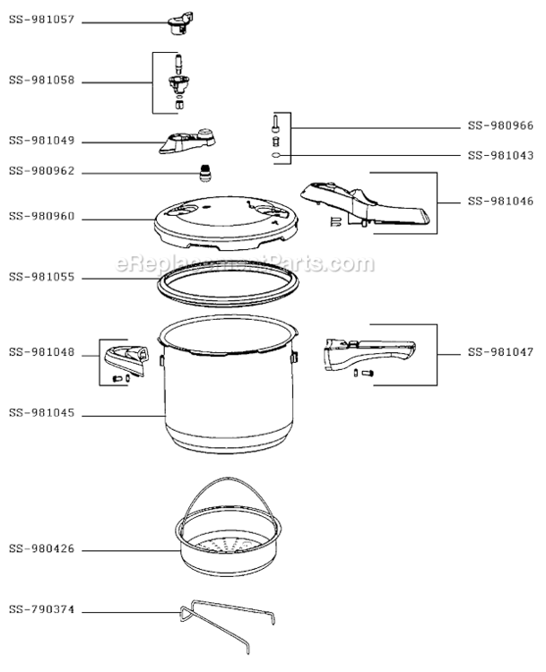 Page A Diagram and Parts List for P2500837/AWA  T-Fal Pressure Cooker