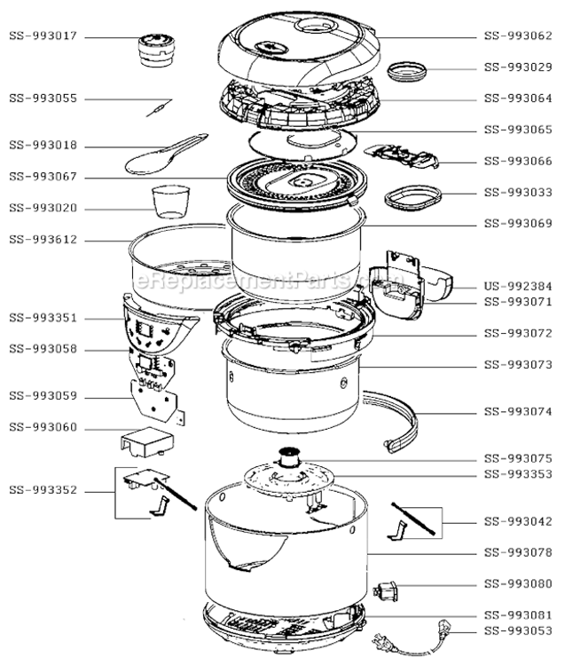 Page A Diagram and Parts List for RK302EUS/89  T-Fal Rice Cooker Steamer