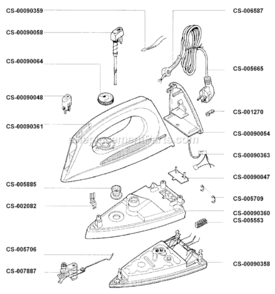 Page A Diagram and Parts List for 147527  T-Fal Iron