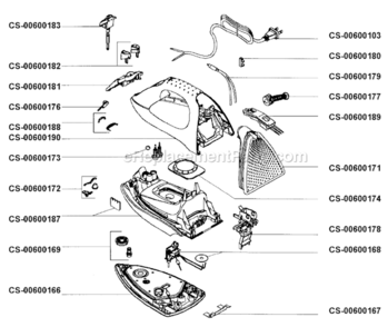 Part Location Diagram of CS-00600187 T-Fal Tank