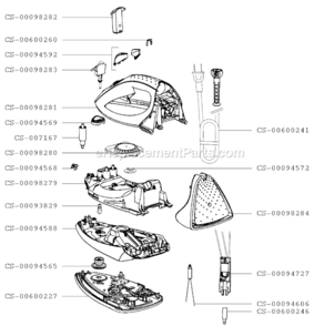 Page A Diagram and Parts List for 175727  T-Fal Iron