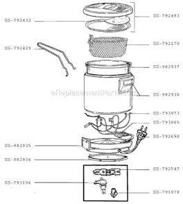 Part Location Diagram of SS-982935 T-Fal Base Plate/White