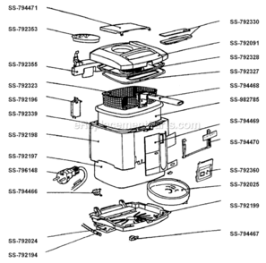 Part Location Diagram of SS-794471 T-Fal Grid/Filter