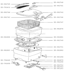 Part Location Diagram of SS-982742 T-Fal Seal/Handle/Basket