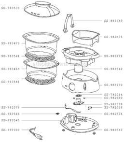Part Location Diagram of SS-983772 T-Fal Tank/Grey