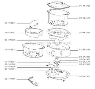 Part Location Diagram of SS-982818 T-Fal Container/White