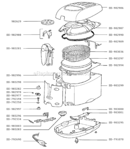 Part Location Diagram of SS-983295 T-Fal Base Plate/White And Foot