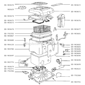Page A Diagram and Parts List for 628741 After 1804 T-Fal Deep Fryer