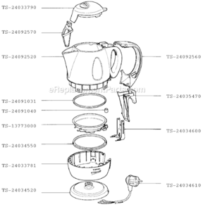 Page A Diagram and Parts List for 7844662  T-Fal Kettle