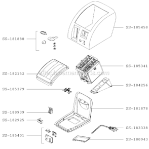 Page A Diagram and Parts List for 874740B  T-Fal Toaster