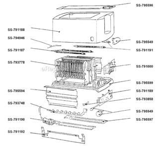 Page A Diagram and Parts List for 878741  T-Fal Toaster