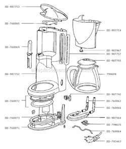 Part Location Diagram of SS-794625 T-Fal Thermostat And Fuse