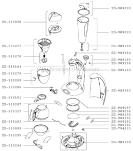Part Location Diagram of SS-989294 Krups Cord-Power Supply