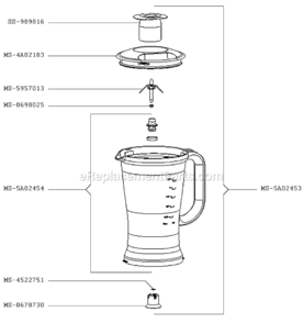 Page A Diagram and Parts List for FP412112/700  T-Fal Food Processor