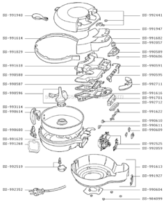 Part Location Diagram of SS-992525 T-Fal Motor And Electronic Board And Support