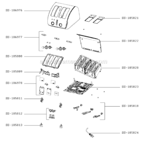 Part Location Diagram of SS-186977 T-Fal Knob/Black