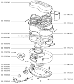 Part Location Diagram of SS-990843 T-Fal Tank/Grey