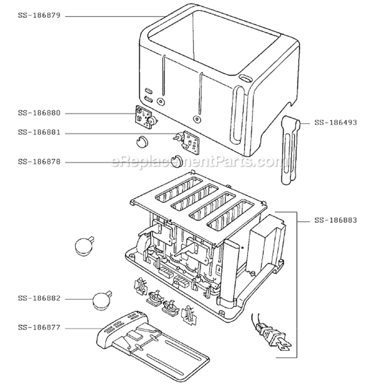 Page A Diagram and Parts List for TT247150/8W  T-Fal Toaster