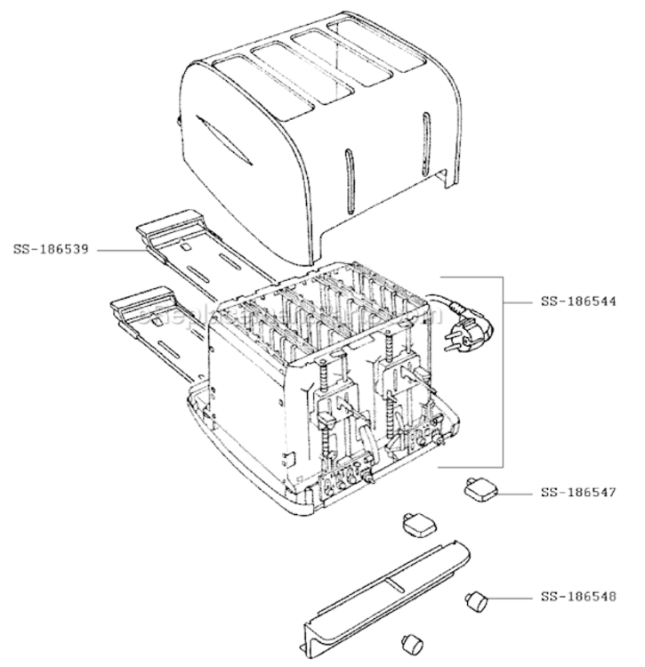 Page A Diagram and Parts List for TT384250/8W  T-Fal Toaster