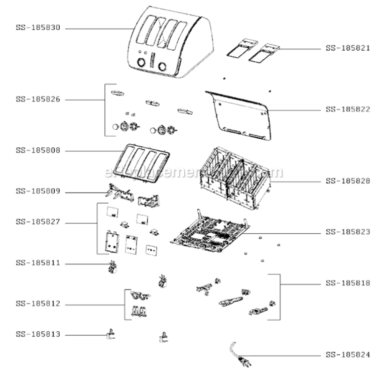 Page A Diagram and Parts List for TT749550/4Y  T-Fal Toaster