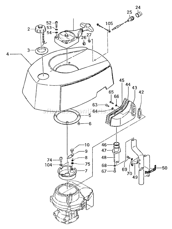 Page E Diagram and Parts List for TOB-300  Tanaka Engine