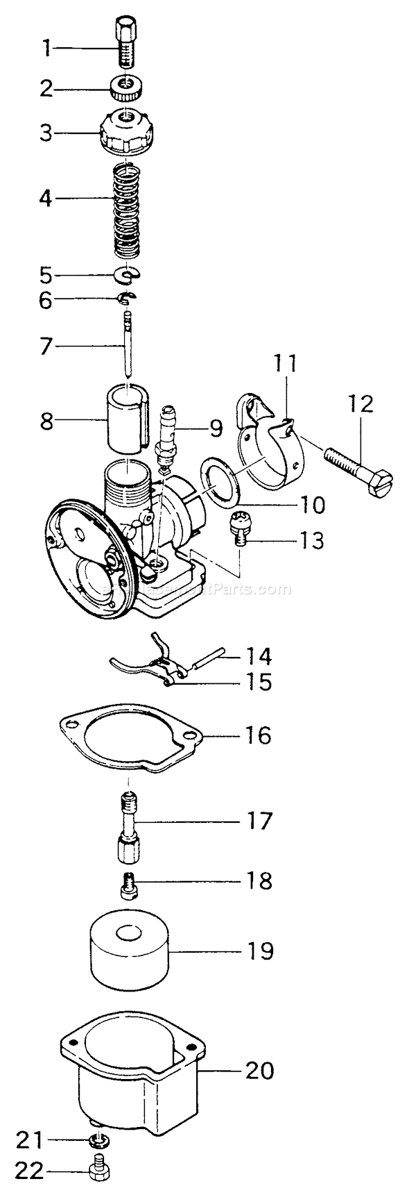 Page B Diagram and Parts List for TOB-25  Tanaka Engine