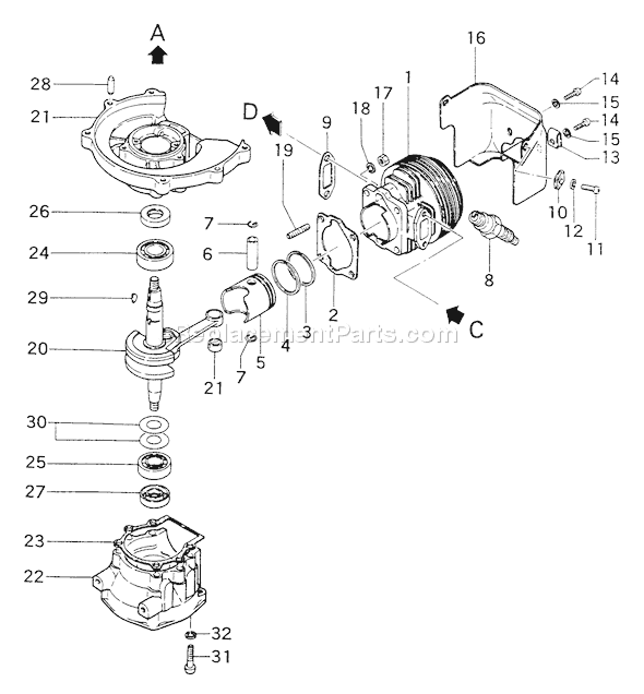 Page C Diagram and Parts List for TOB-25  Tanaka Engine